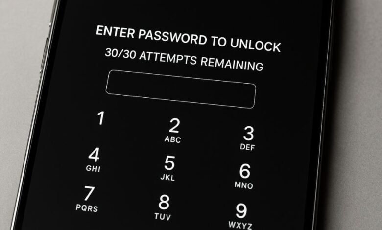 enter password to unlock 30/30 attempts remaining